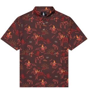 Raised by Coyotes Red Rock Rider Polo Shirt Men M Western Cowboy Rodeo Country